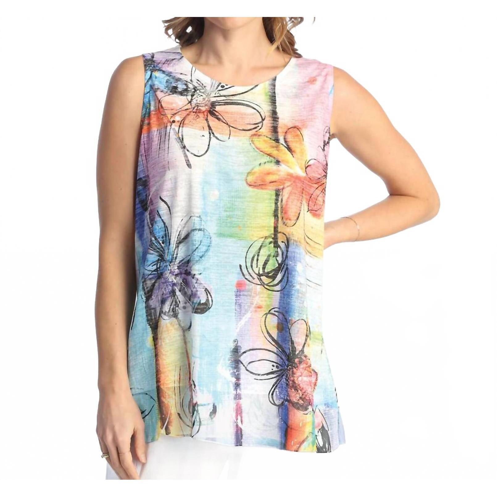 New Jess & Jane June Burnout Sleeveless Top In Multi